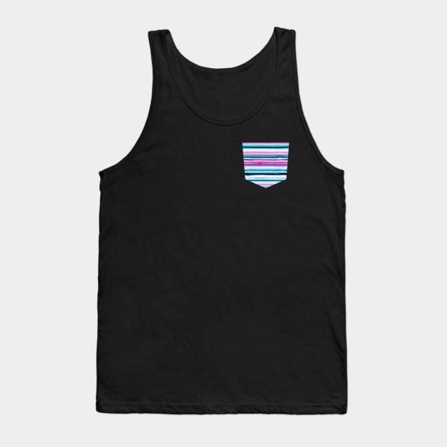 Pocket - Degrade Stripes Watercolor Pink Tank Top by ninoladesign